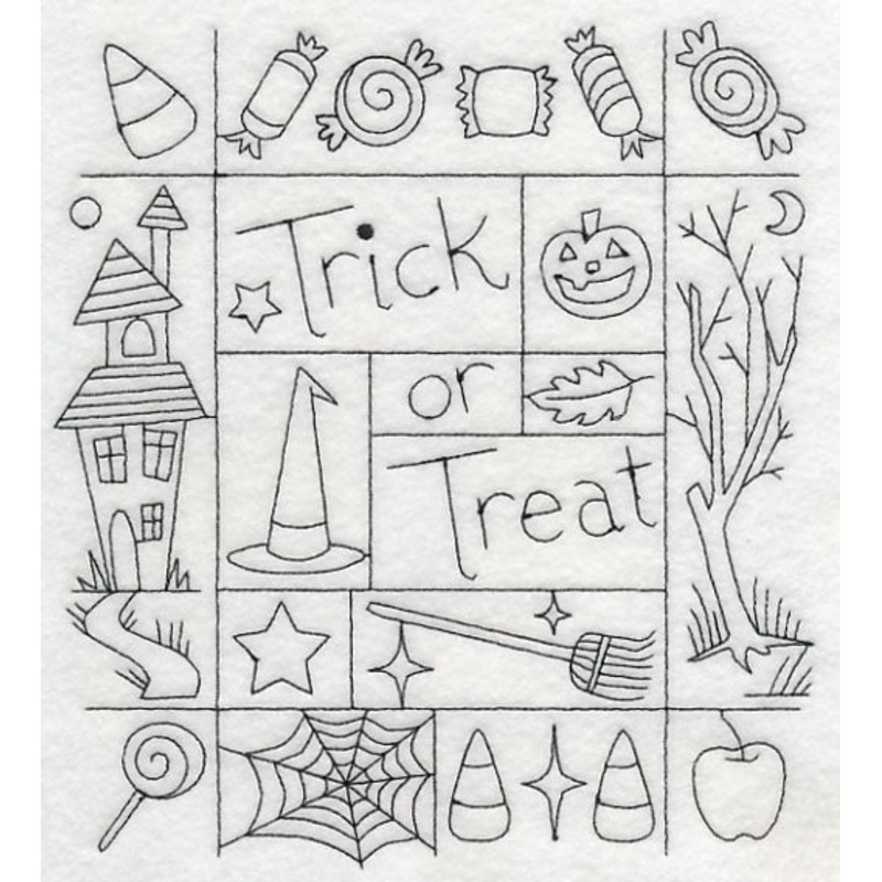 Trick or Treat Shadow Box (Blackwork)