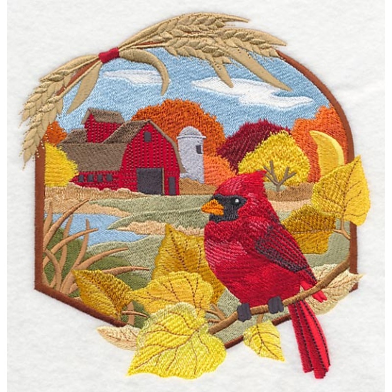 Country Autumn – Cardinal and Barn