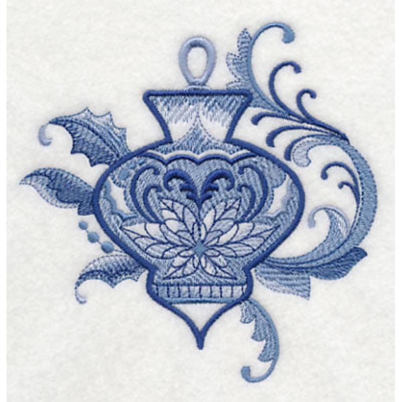 Delft Blue Poinsettia Ornament