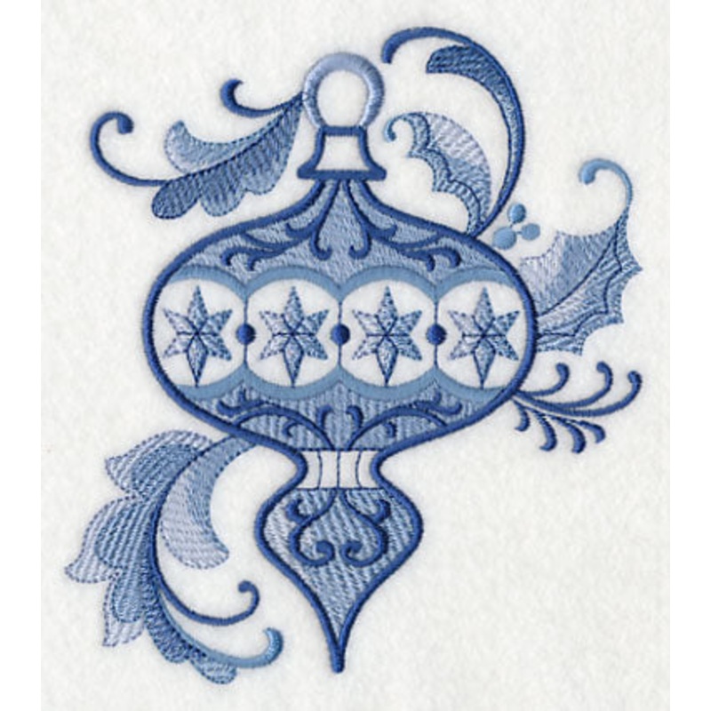 Delft Blue Stars and Swirls Ornament