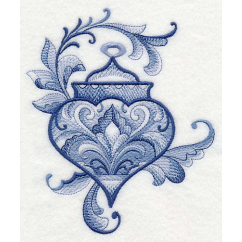 Delft Blue Swirls Ornament|5.78″ x 4.85″ / 146.84mm x 123.27mm|3.87″ x 3.24″ / 98.27mm x 82.4mm|All Sizes