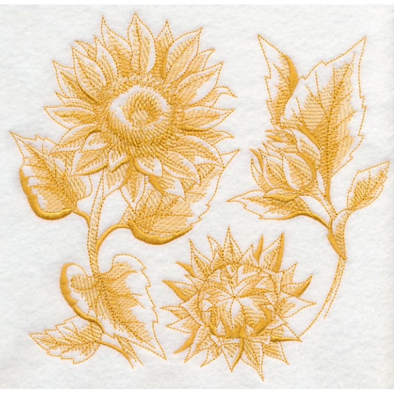 Sunflower Botanical (Toile)|7.73″ x 7.78″ / 196.46mm x 197.61mm|6.88″ x 6.92″ / 174.75mm x 175.78mm|5.87″ x 5.91″ / 149.11mm x 149.99mm|4.85″ x 4.88″ / 123.19mm x 123.92mm|3.83″ x 3.85″ / 97.22mm x 97.79mm|All Sizes