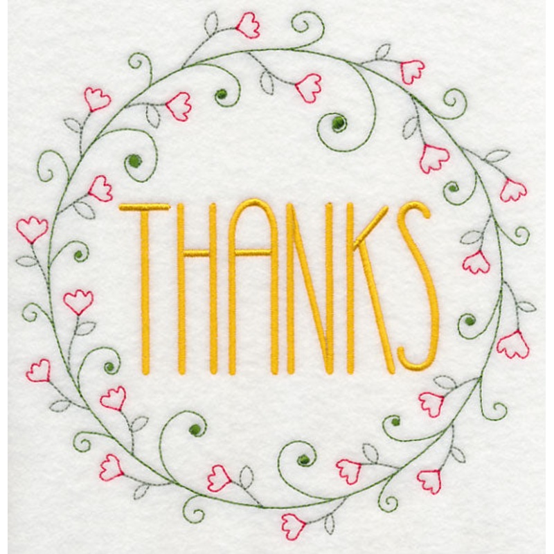 Thanks Wreath|7.83″ x 7.81″ / 198.88mm x 198.33mm|6.87″ x 6.85″ / 174.47mm x 173.99mm|5.85″ x 5.83″ / 148.58mm x 148.17mm|4.86″ x 4.85″ / 123.53mm x 123.19mm|3.85″ x 3.84″ / 97.79mm x 97.52mm|All Sizes