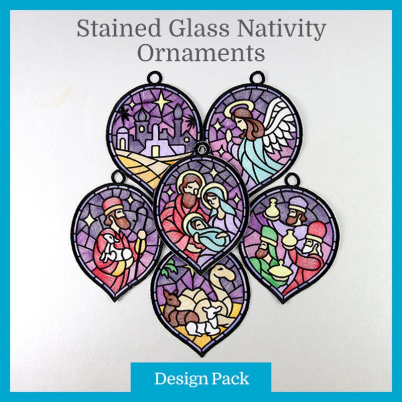 A Stained Glass Nativity Ornament Design Pack –  Lg