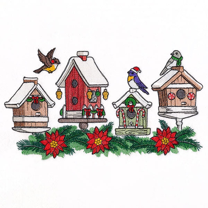 Christmas Birdhouse Block Party Border