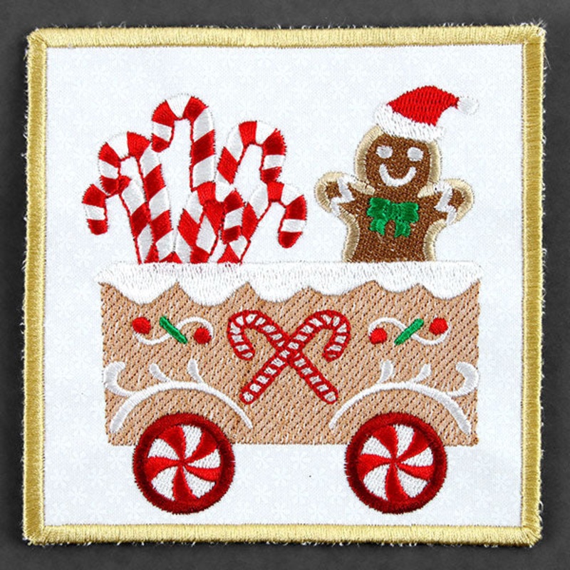 Christmas Gingerbread Train Coaster – Car 3 (In-the-Hoop)