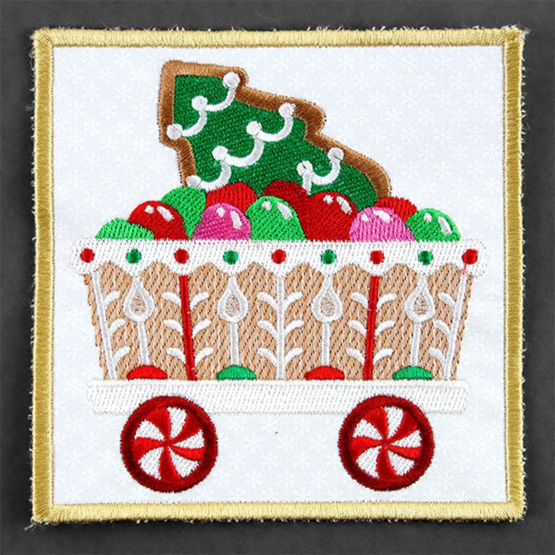 Christmas Gingerbread Train Coaster – Car 4 (In-the-Hoop)