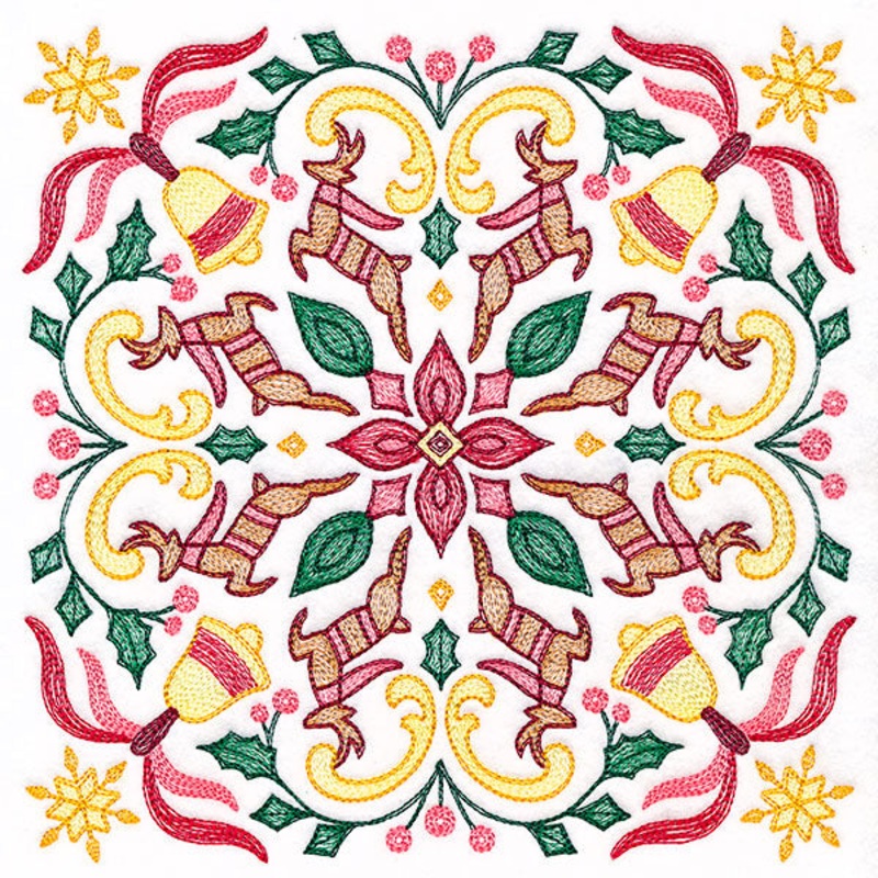 Christmas Kaleidoscope Reindeer Square