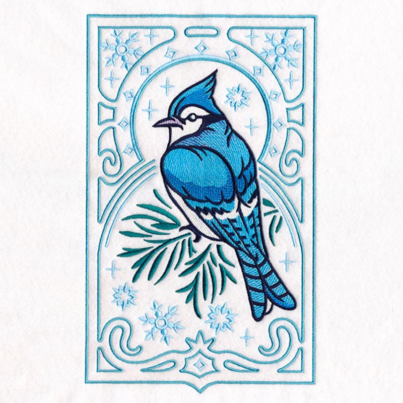 Elegant Winter Bird Panel – Blue Jay