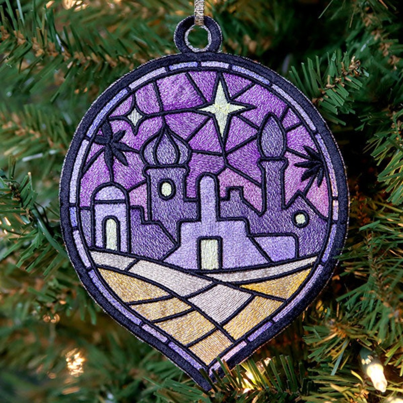 Stained Glass Nativity Ornament – Bethlehem