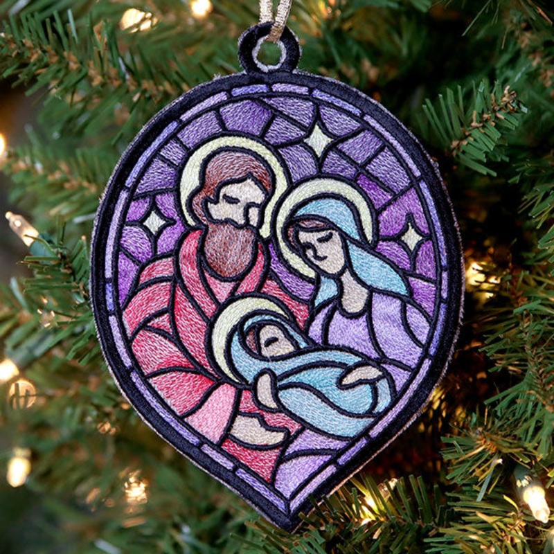 Stained Glass Nativity Ornament – Holy Family