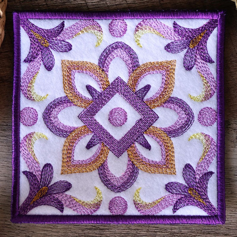 Blooming Color Theory Square Coaster (In-the-Hoop)