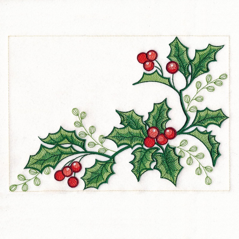 Cardinals & Holly Placemat Corner – Bottom Right