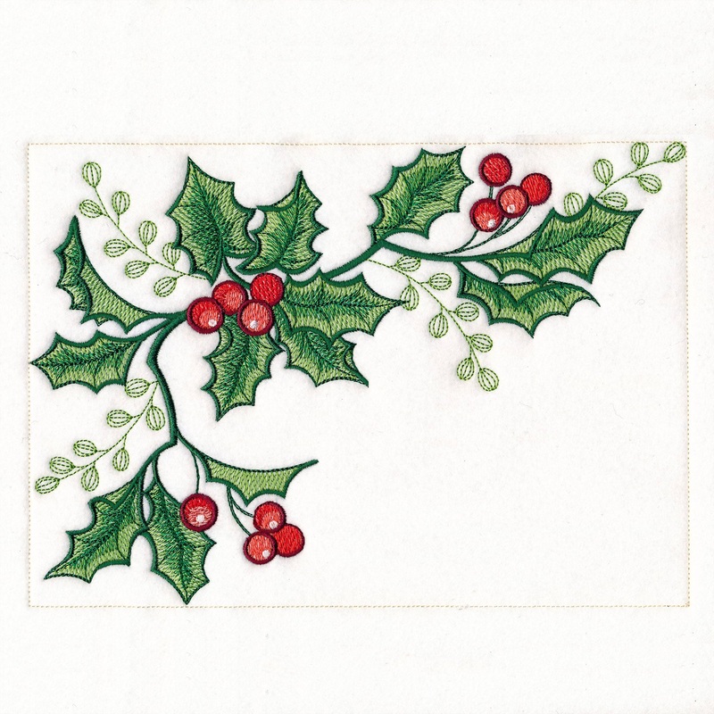 Cardinals & Holly Placemat Corner – Top Left