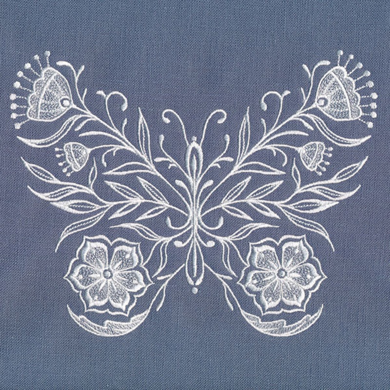 Exquisite Whitework Butterfly|6.86″ x 8.76″ / 174.12mm x 222.59mm|5.89″ x 7.52″ / 149.48mm x 191.07mm|5.34″ x 6.83″ / 135.72mm x 173.46mm|4.86″ x 6.2″ / 123.4mm x 157.6mm|All Sizes