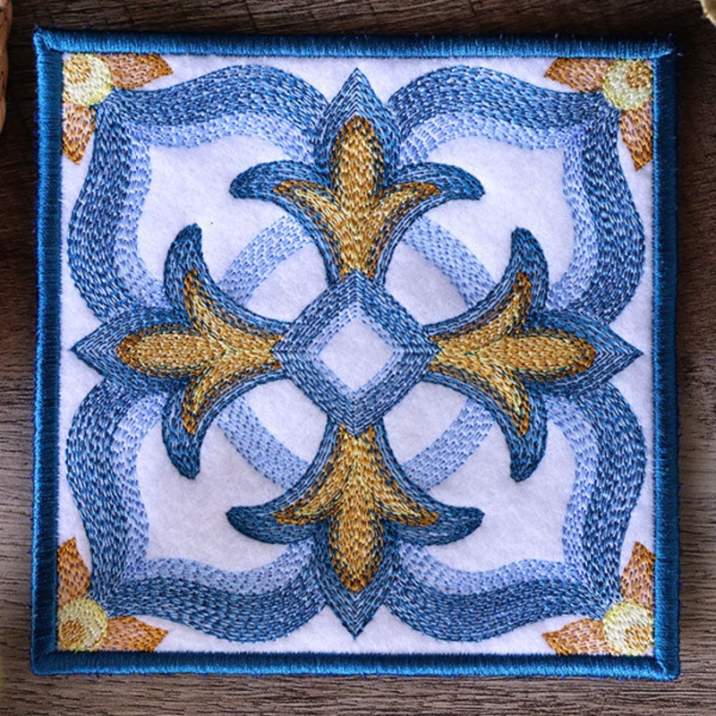 Flourishing Color Theory Square Coaster (In-the-Hoop)