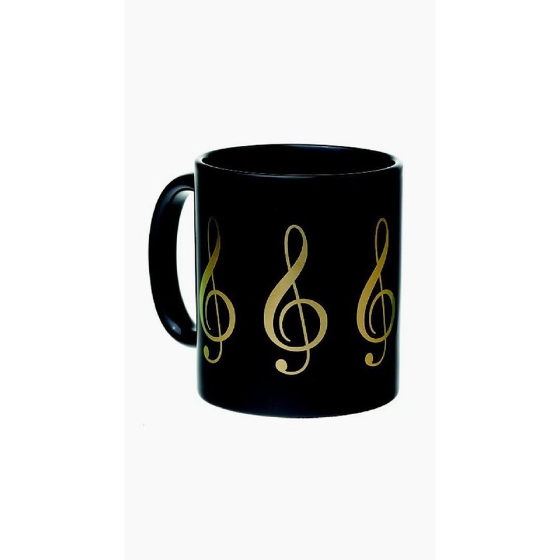 Musical Mugs|Treble Clef Gold on Black|Treble Clef White on Black|Bass Clef Gold on Black|Keyboard black on White|3D Keyboard White on Black
