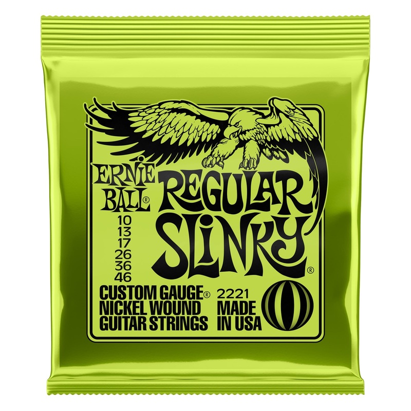 Ernie Ball Regular Slinky Nickel Wound Electric Guitar Strings, 10-46 Gauge