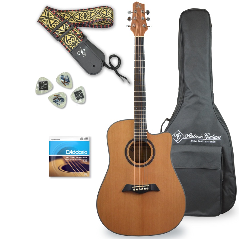 Antonio Giuliani DN-2 Steel-String Dreadnought Cutaway Acoustic Guitar Outfit