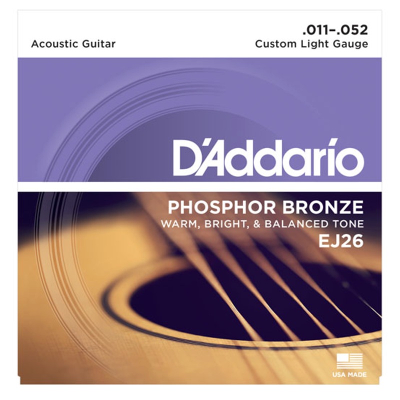 D’Addario Phosphor Bronze Custom Light 11-52 Guitar Strings