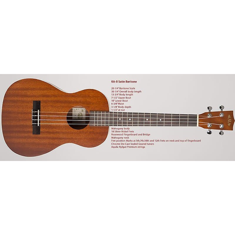 Kala KA-B Baritone Ukulele – Satin Mahogany *Free Shipping in the US*