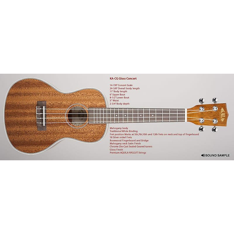 Kala KA-CG Concert Ukulele  Mahogany Gloss Top *Free Shipping in the US*