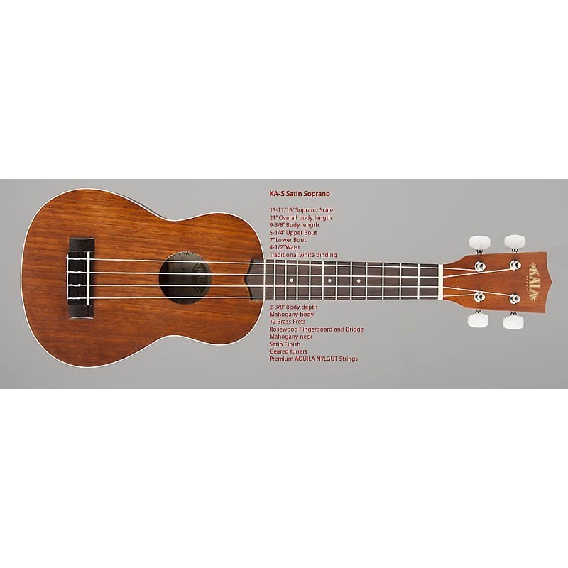 Kala KA-S Soprano Ukulele –  Satin Mahogany