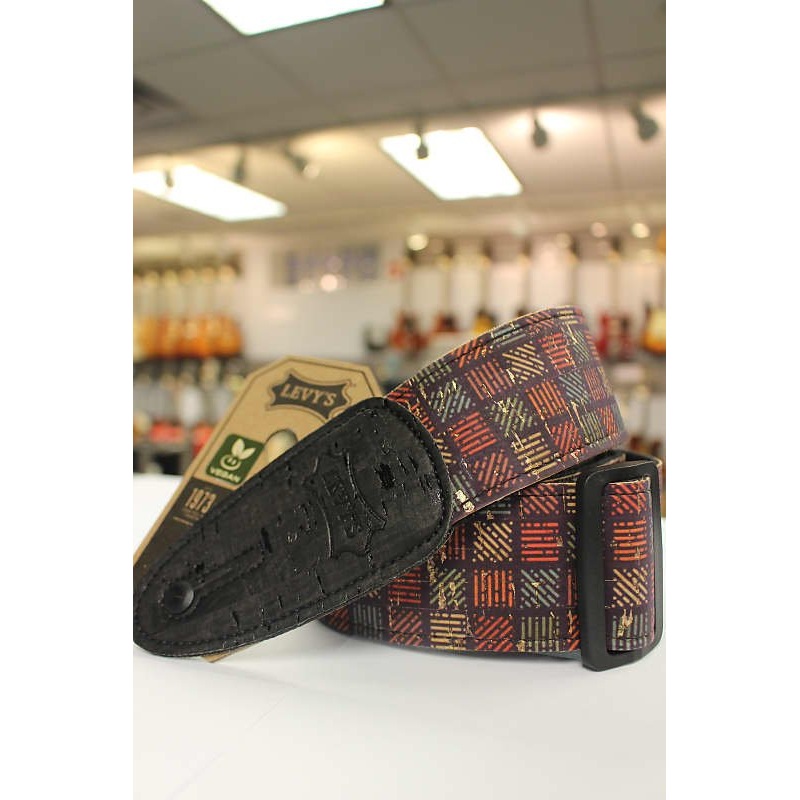 Levy’s Orleans Cork Black, Red, Navy, Gold Vegan Guitar Strap MX8-004 *Free Shipping in the USA*