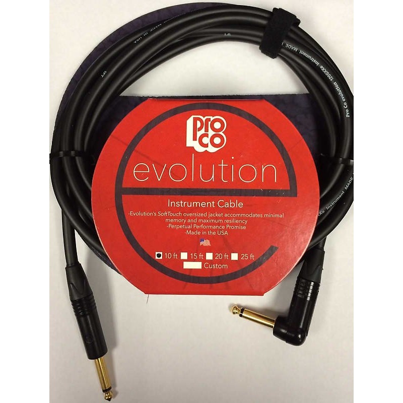 Pro Co Evolution EVLGCLN-10 Instrument Cable 10 ft Angle/Straight *Free Shipping in the USA*