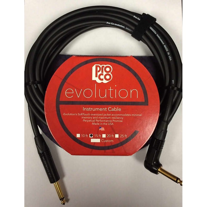 Pro Co Evolution EVLGCLN-15 Instrument Cable 15 ft Angle/Straight *Free Shipping in the USA*