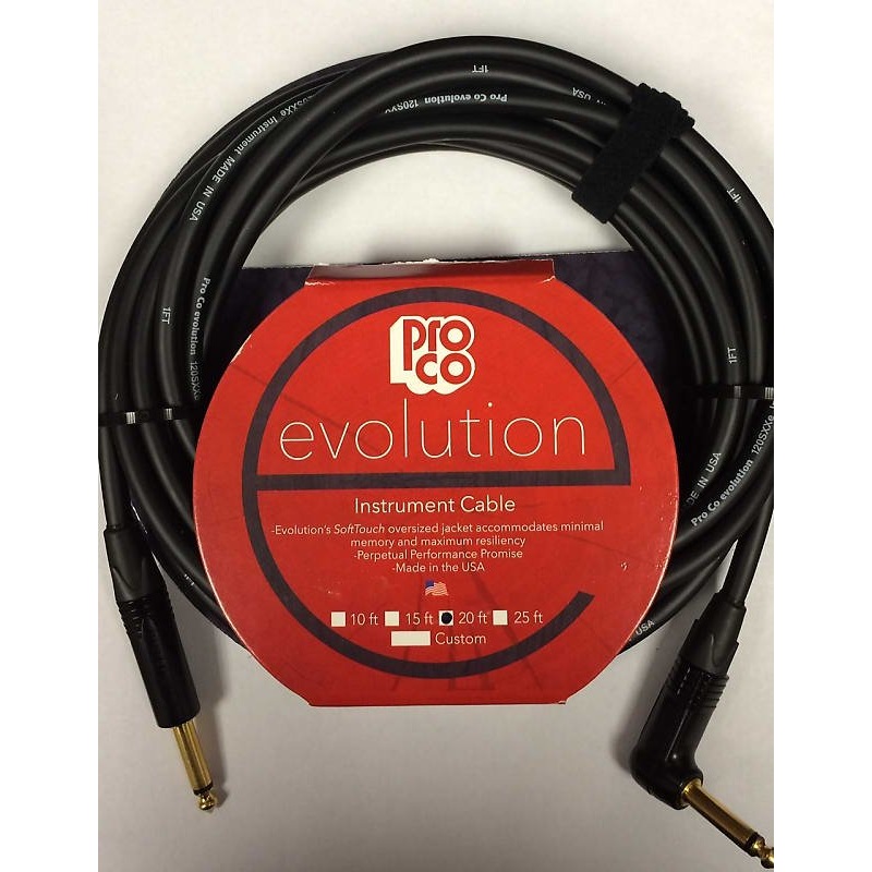 Pro Co Evolution EVLGCLN-20 Instrument Cable 20 ft Angle/Straight *Free Shipping in the USA*
