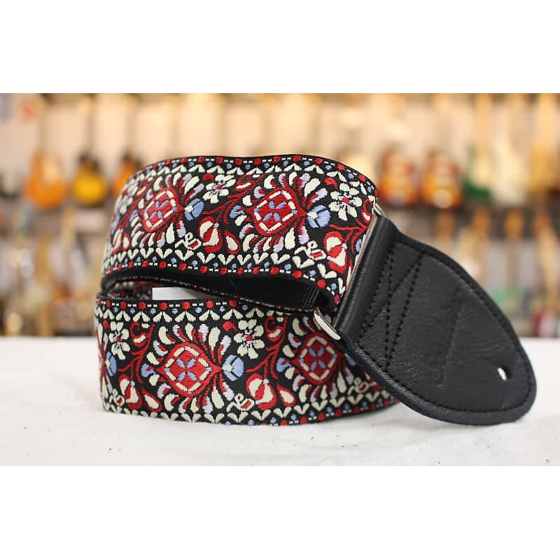 Souldier Hendrix Black Guitar Strap Black Leather Ends GS0013BK *Free Shipping in the USA*