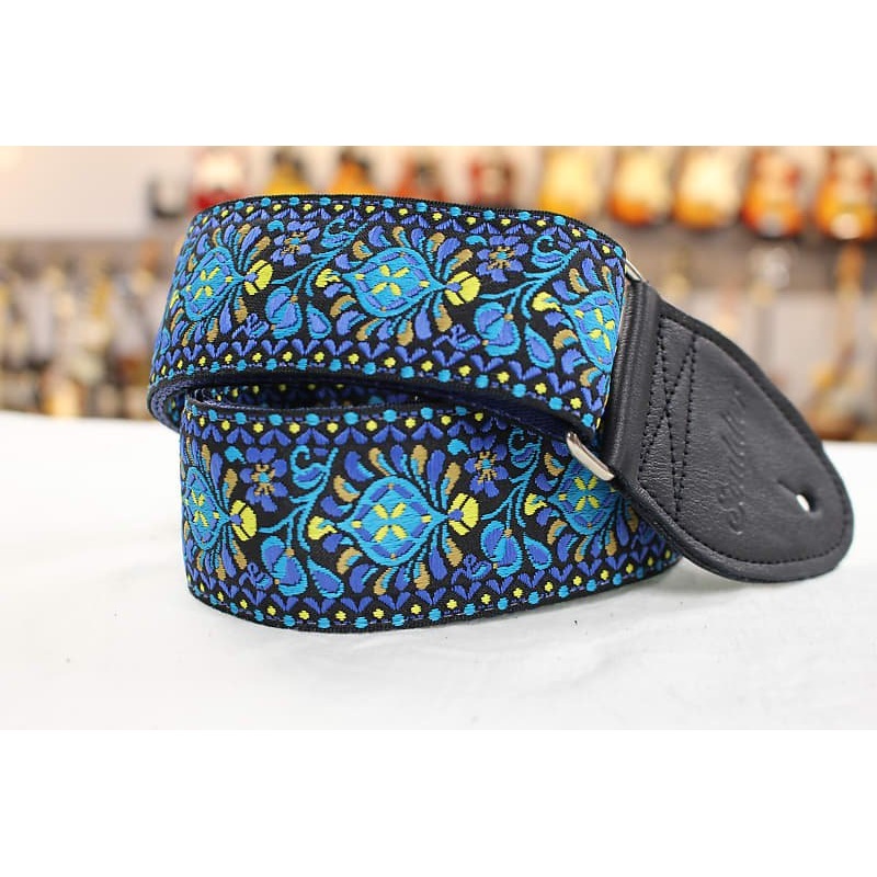 Souldier Hendrix Blue Guitar Strap with Black leather ends *Free Shipping in the USA*