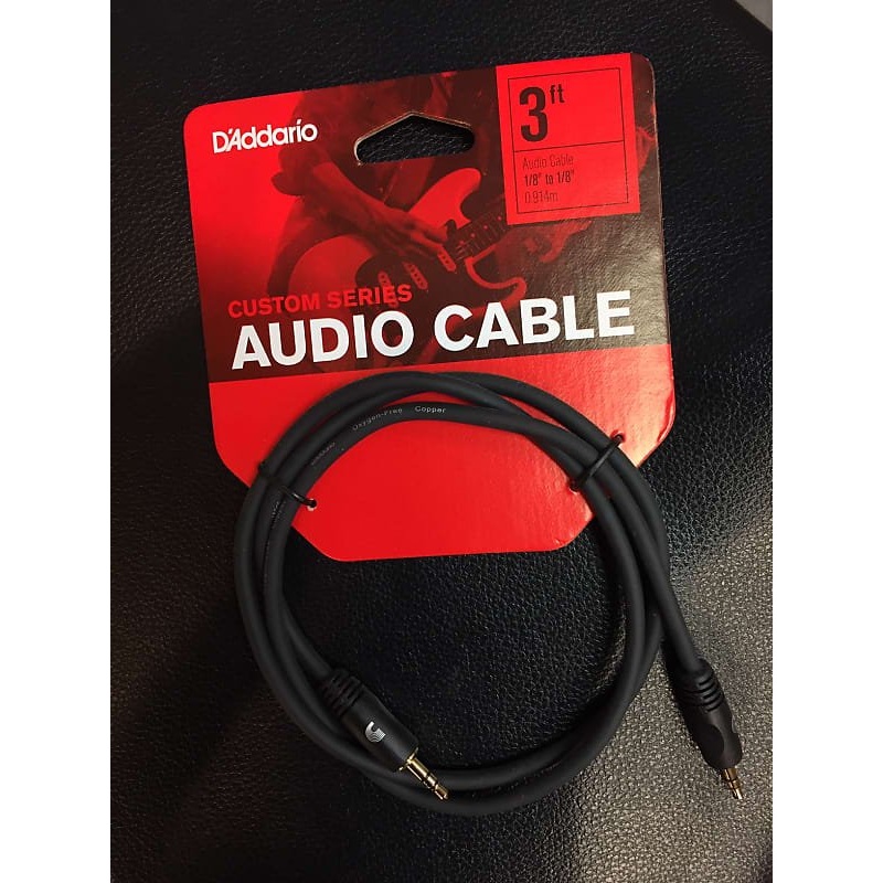 D’Addario PW-MC-03 1/8 Inch to 1/8 Inch Stereo Cable, 3 feet