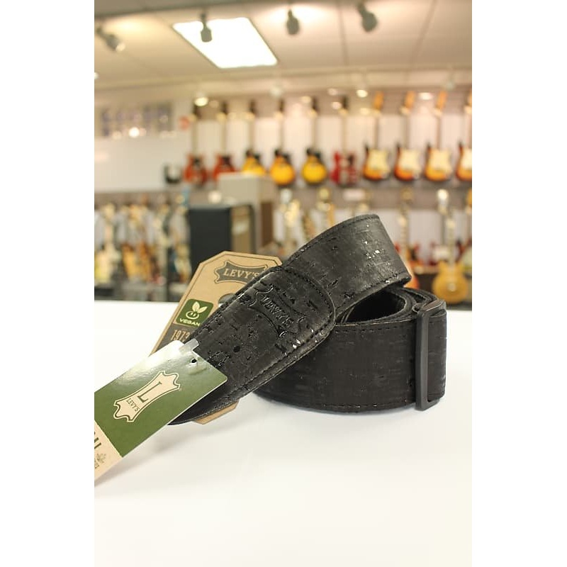 Levy’s Solid Black Cork Black Vegan Guitar Strap  MX8-BLK  *Free Shipping in the USA*