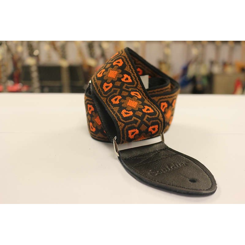Souldier Fillmore Brown/Orange Guitar Strap with Black Leather Ends *Free Shipping in the USA*