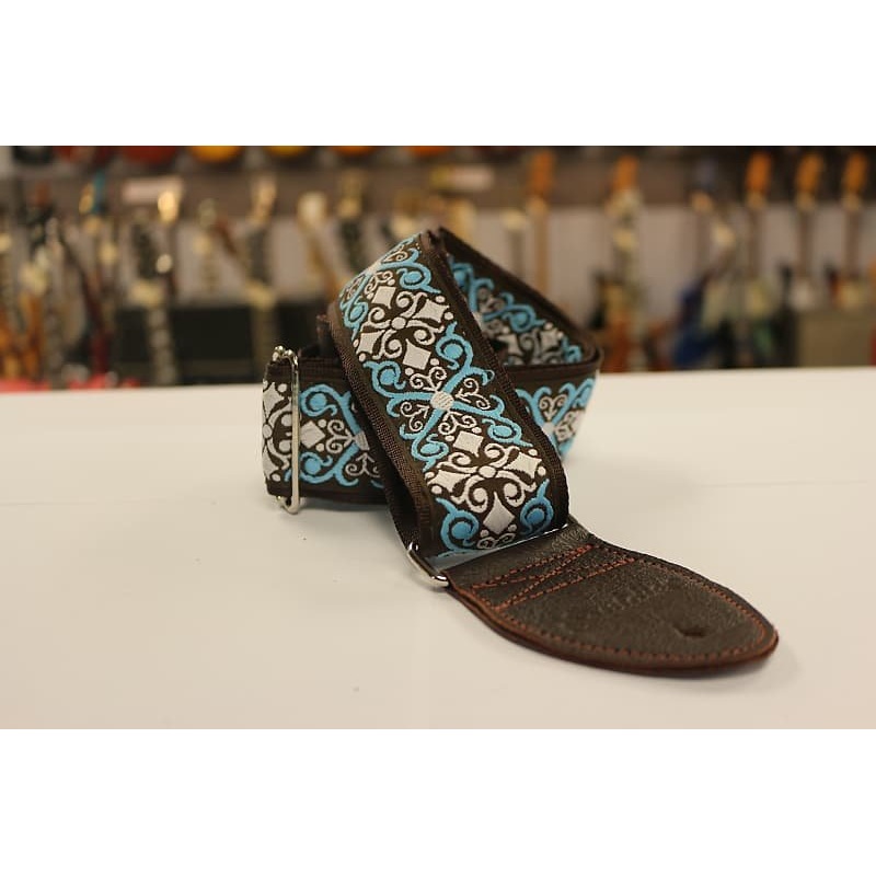 Souldier Guitar Strap Constantine Turquoise/White/Brown w/ Brown Ends *Free Shipping in the USA*