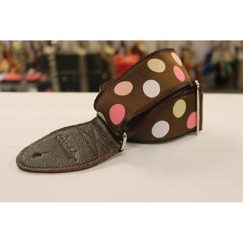 Souldier Guitar Strap Polka Dots Pink Brown Leather Ends *Free Shipping in the USA*