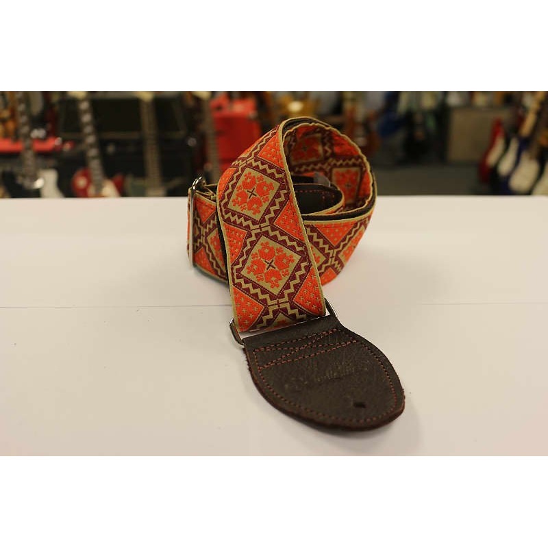 Souldier Guitar Strap Rustic Burgundy Orange w/ Brown Leather Ends *Free Shipping in the USA**