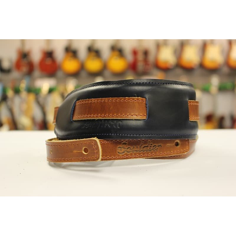 Souldier Rust on Navy Blue Plain Saddle Guitar Strap *Free Shipping in the USA*