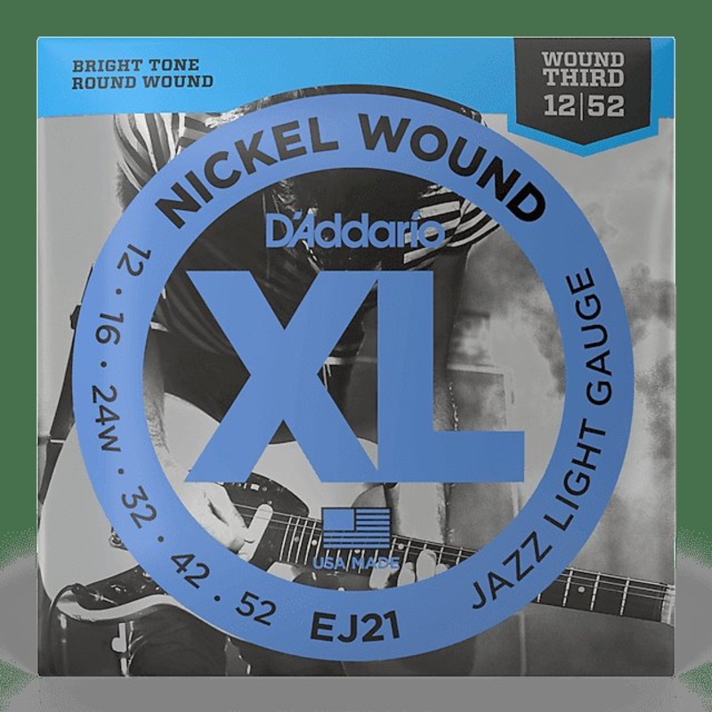 D’Addario EJ21 XL Nickel Wound Electric Guitar Strings, Jazz Light Gauge Standard