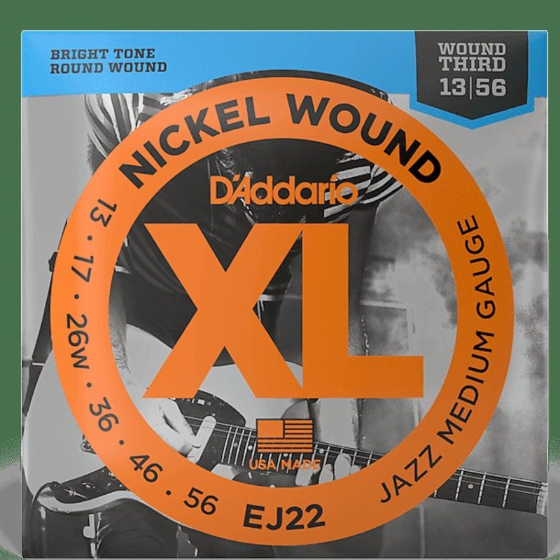 D’Addario EJ22 Nickel Jazz Medium Electric Guitar Strings, 13-56