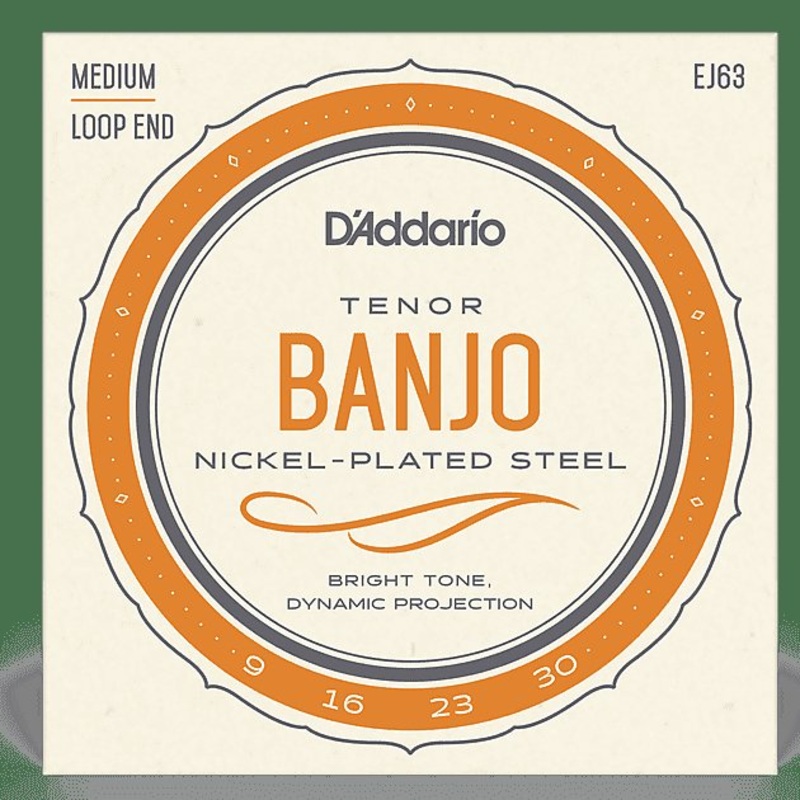 D’Addario EJ63 Nickel Tenor Banjo Strings, Medium Gauge 4 String 9-30