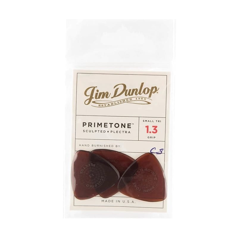 Dunlop Primetone Small Triangle Grip Picks 3 Pack, 1.3mm- 516P1.3