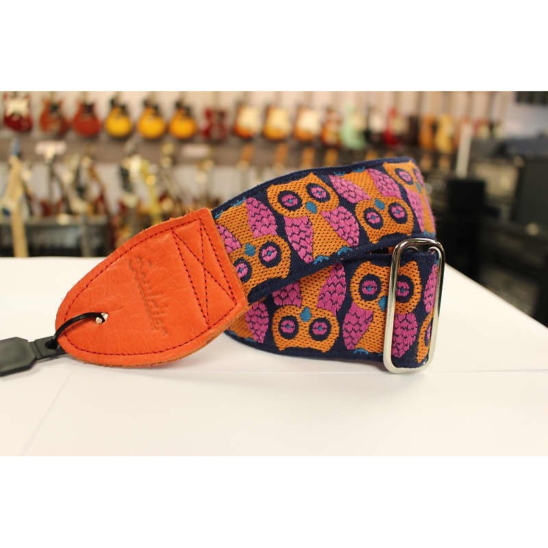 Souldier Guitar Strap Owls Orange w/ Orange Leather Ends *Free Shipping in the USA*