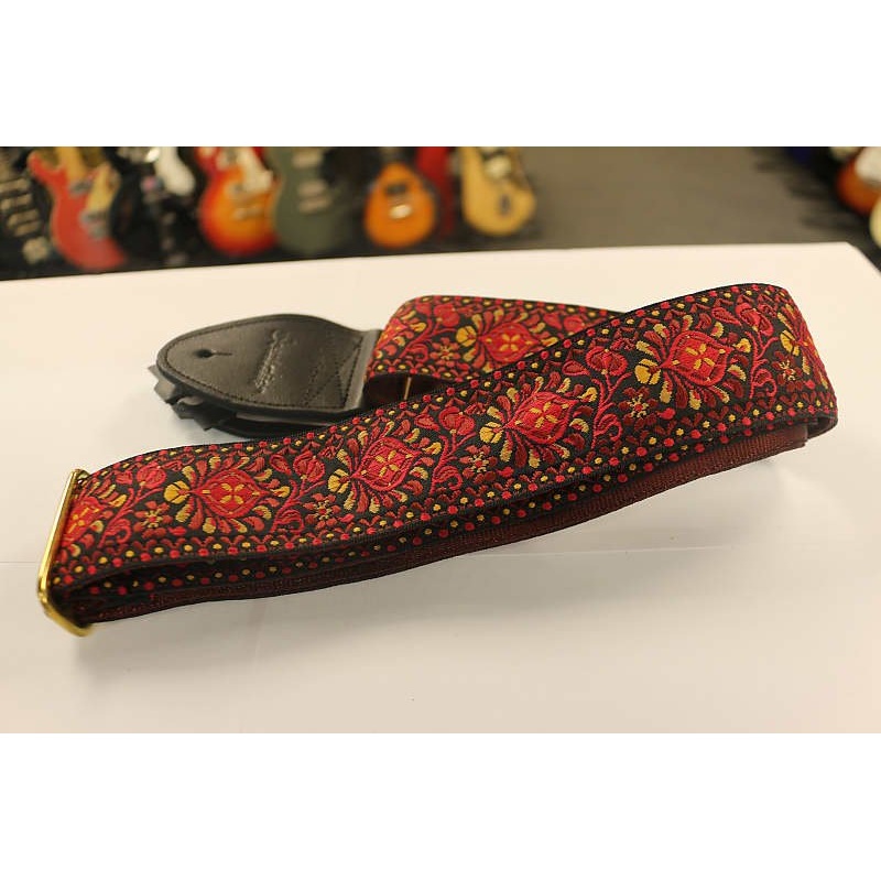 Souldier Hendrix Maroon Guitar Strap with Black Leather Ends Gold Hardware*Free Shipping in the USA*
