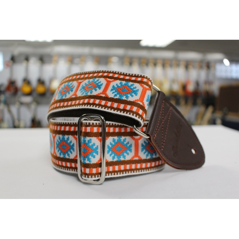 Souldier Pillar Turquoise Guitar Strap with Brown Leather Ends *Free Shipping in the USA*