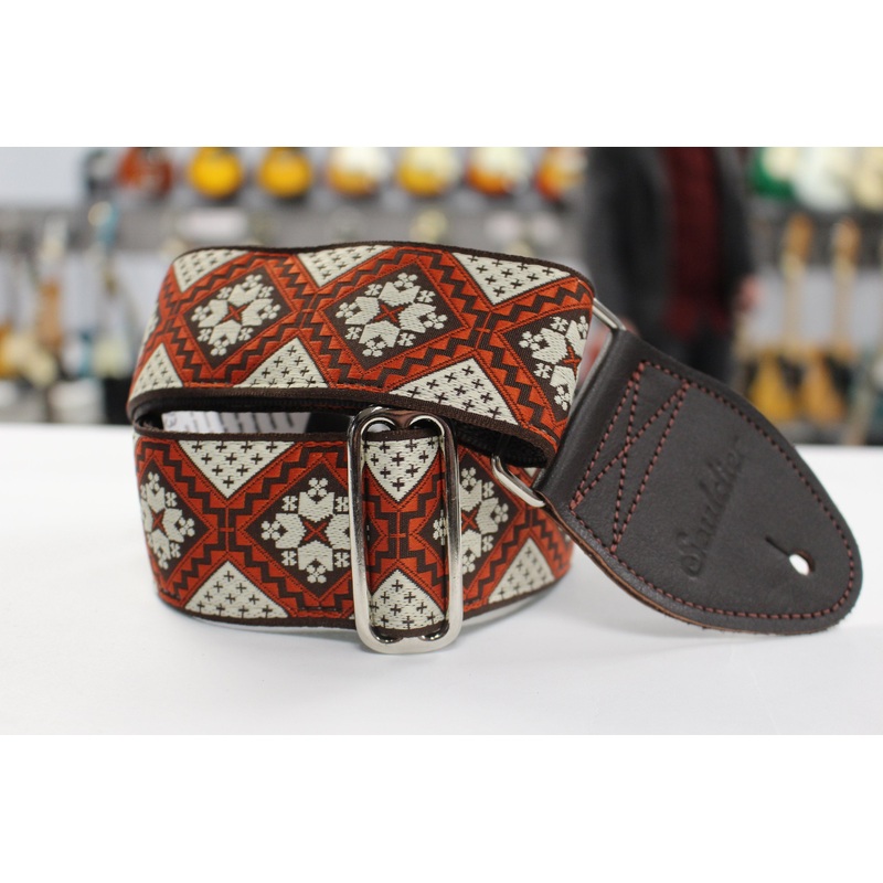 Souldier Rustic Flower Guitar Strap with Brown Leather Ends *Free Shipping in the USA*