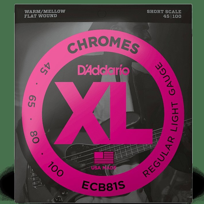 D’Addario Chromes Short Scale Flat Wound Bass Strings 45-100 ECB81S