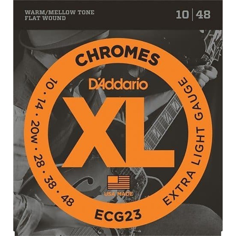 D’Addario ECG23 XL Chromes Flatwound Electric Guitar Strings, Extra Light Gauge
